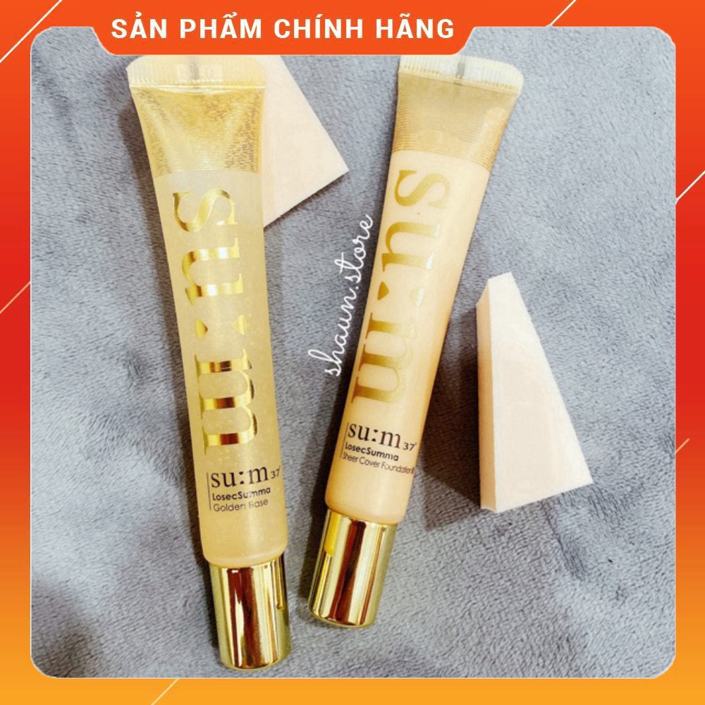 Combo kem lót và kem nền tinh chất vàng 24k SUM37 LOSEC SUMMA SHEER COVER FOUNDATION SPF30/PA++ 20ml + 20ml