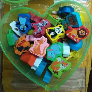 Đồ chơi xâu hạt gỗ hình trái tim
