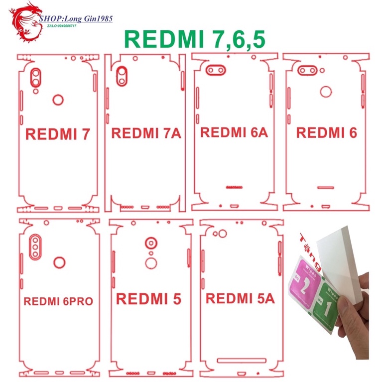 Redmi5,redmi6,redmi7 miếng dán Ppf mặt sau chống va đập tốt cho điện thoại của bạn