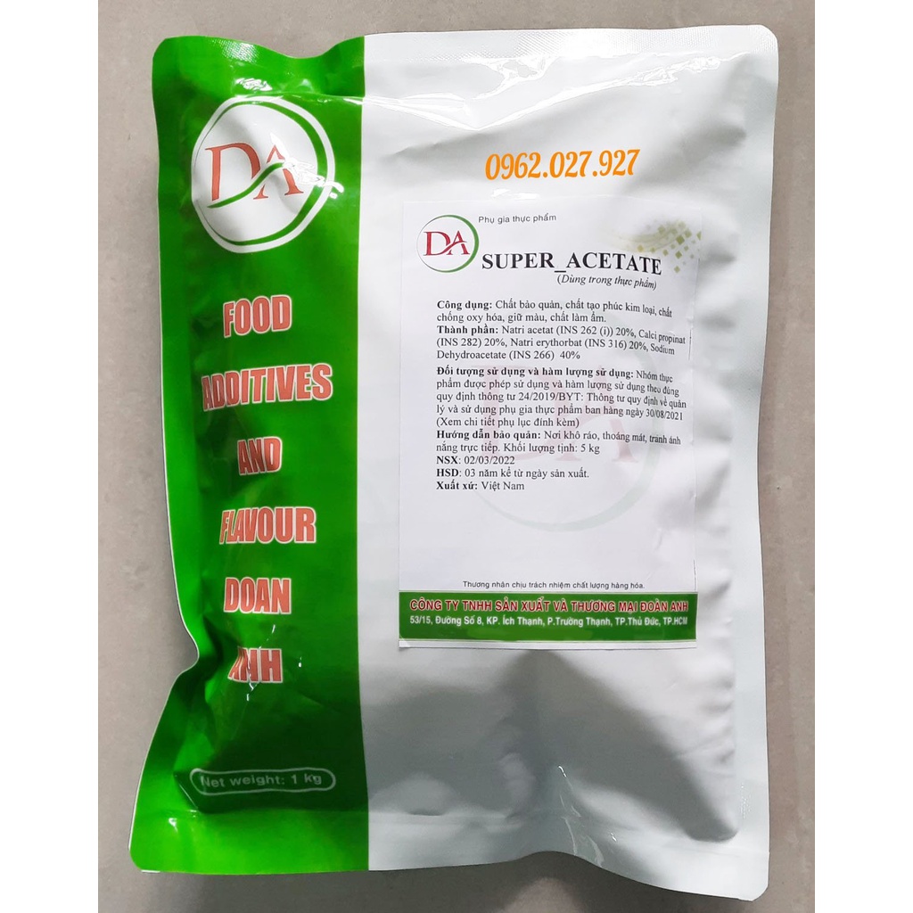 SUPER ACETAX Phụ gia bảo quản an toàn cho chả lụa,nem chua,xúc xích,..Thay thế benzoat,sorbic,sorbate