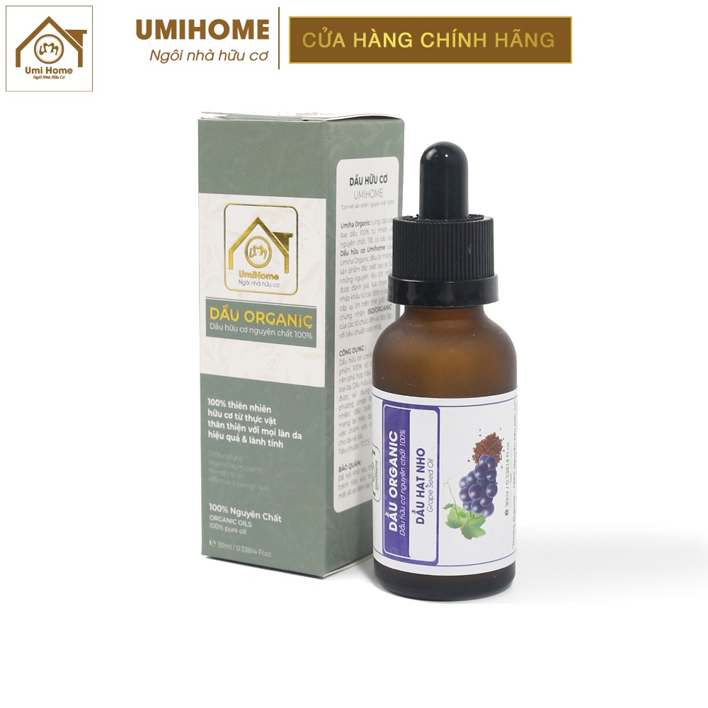 Dầu Hạt Nho hữu cơ UMIHOME nguyên chất | Grape seed oil 100% Organic 10ML
