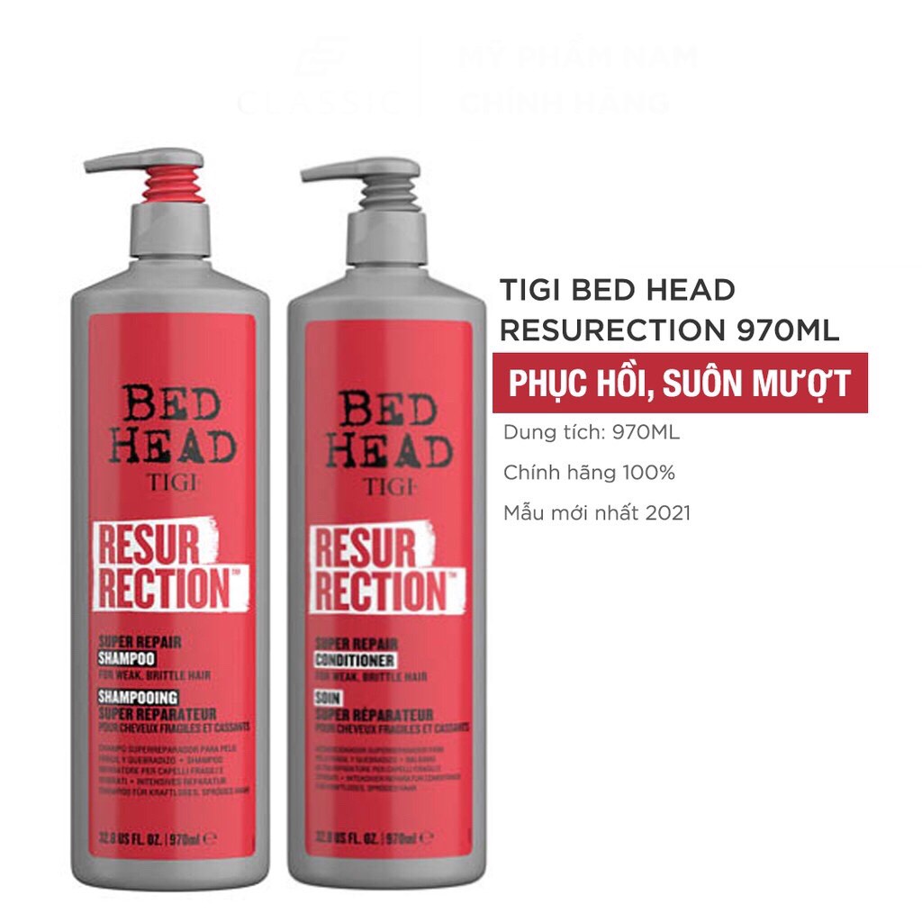 Dầu gội dưỡng ẩm phục hồi tóc hư tổn khô sơ, siêu mềm mượt cặp gội xả TIGI BED HEAD chính hãng 750ml - 970ml