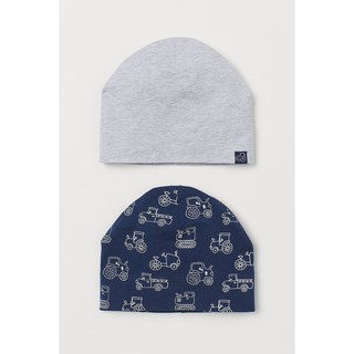 Set 2 mũ cotton navy xám HM H&M sz 2-6m_hàng chính hãng authentic