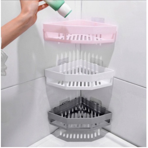 Kệ Góc Tam Giác Nhựa Dán Góc Tường Đa Năng Cho Bếp &amp; Nhà Tắm - Kanta store