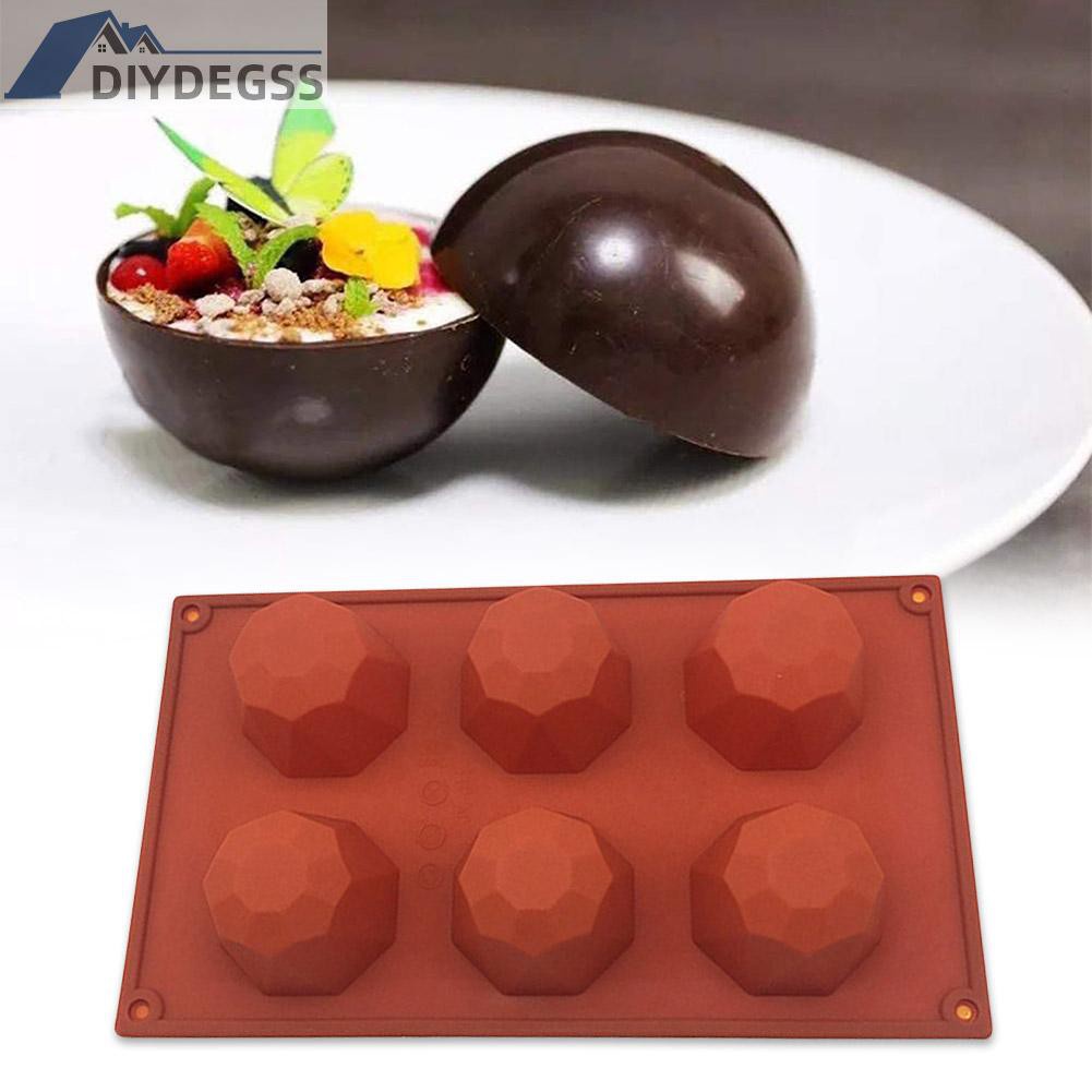 Diydegss2 Silicone Cake Molds 6-Cavity Diamond Chocolate Mooncake Mould Baking Tray