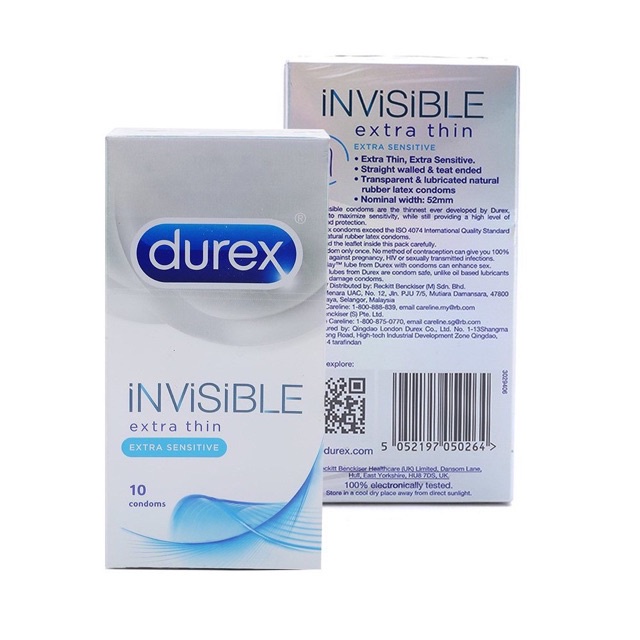 - 1 cái Bao cao su siêu mỏng vô hình Durex Invisible tăng khoái cảm chân thật nhất - 1cái