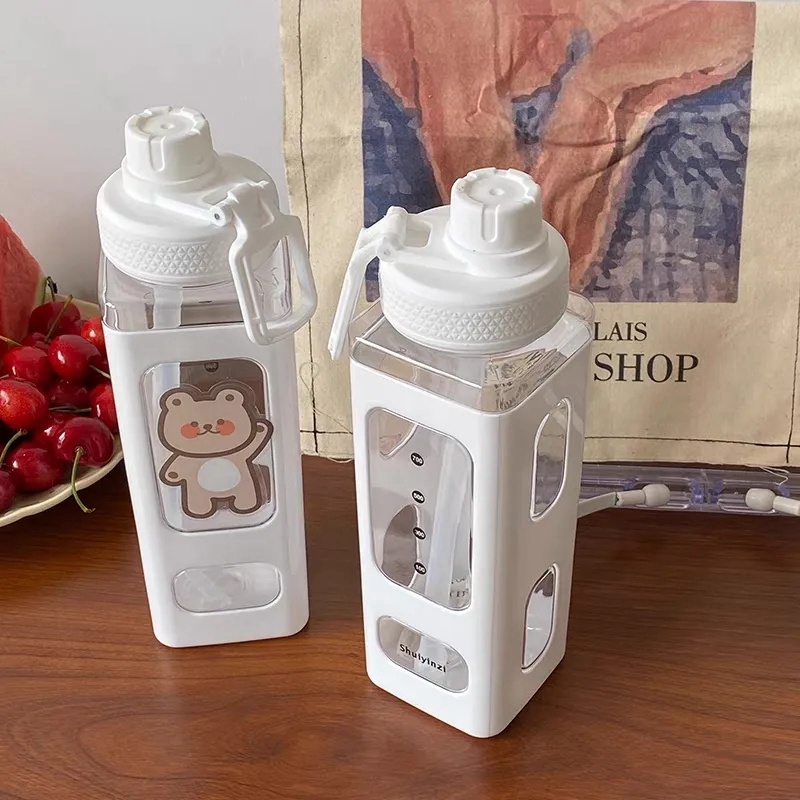 Bình nước nhựa có ống hút tiện lợi dành cho nữ dung tích 700ml/ 900ml