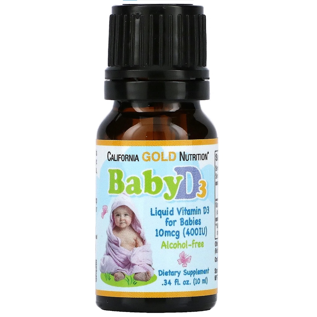 Dung Dịch Vitamin D3 Mỹ Cho Trẻ Sơ Sinh | California Gold Nutrition Baby Vitamin D3 Liquid - 0,34 fl oz