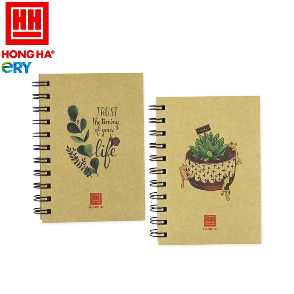 Notebook A6 - Sổ lò xo bìa cứng Green Plant Hồng Hà 4154, sản phẩm được kiểm tra kỹ trước khi giao hàng