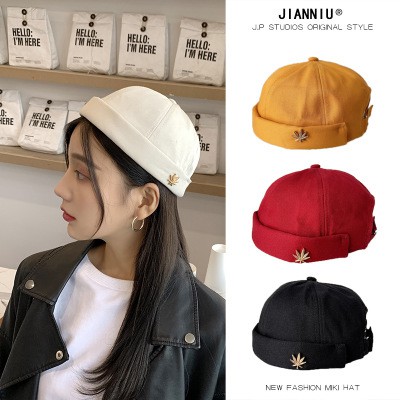 Mũ Thủy Thủ Cuộn Tròn Không Vành Thêu Họa Tiết Đính Đinh Tán Bằng Cotton Trong Suốt Có Thể Điều Chỉnh Cho Nam Nữ