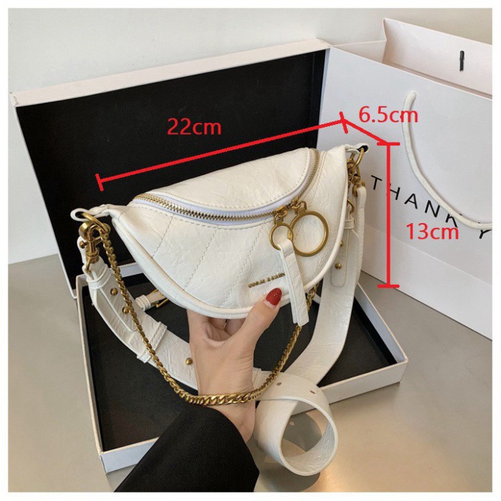 Túi bao tử đeo chéo trước ngực, Túi đeo chéo nữ đi chơi Cnk khóa tròn da PU siêu cấp DC07 | BigBuy360 - bigbuy360.vn