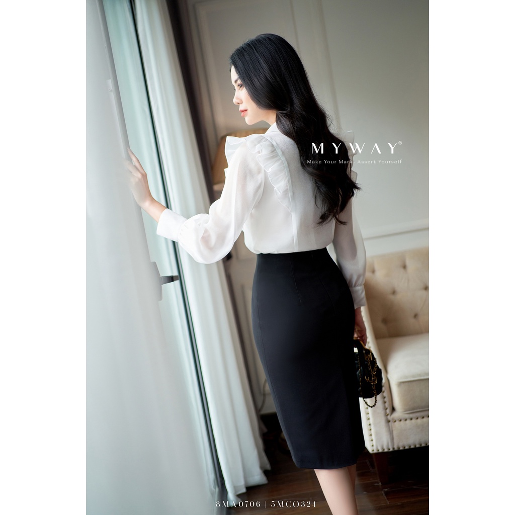 Áo Sơ Mi Trắng Mữ MY WAY Phối Bèo Sang Trọng 8MA0706