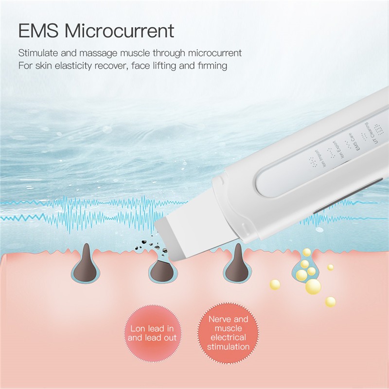 Máy chăm sóc da CKEYIN MR523 sóng siêu âm EMS làm sạch mụn đầu đen lỗ chân lông loại bỏ nếp nhăn tẩy trang