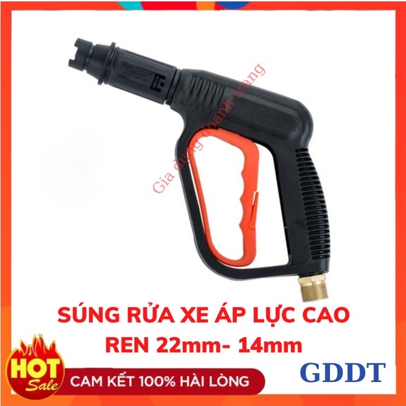 Súng rửa xe áp lực cao ren 22mm và 14mm, Cho máy xịt rửa xe mini gia đình (kiểu cò đỏ)