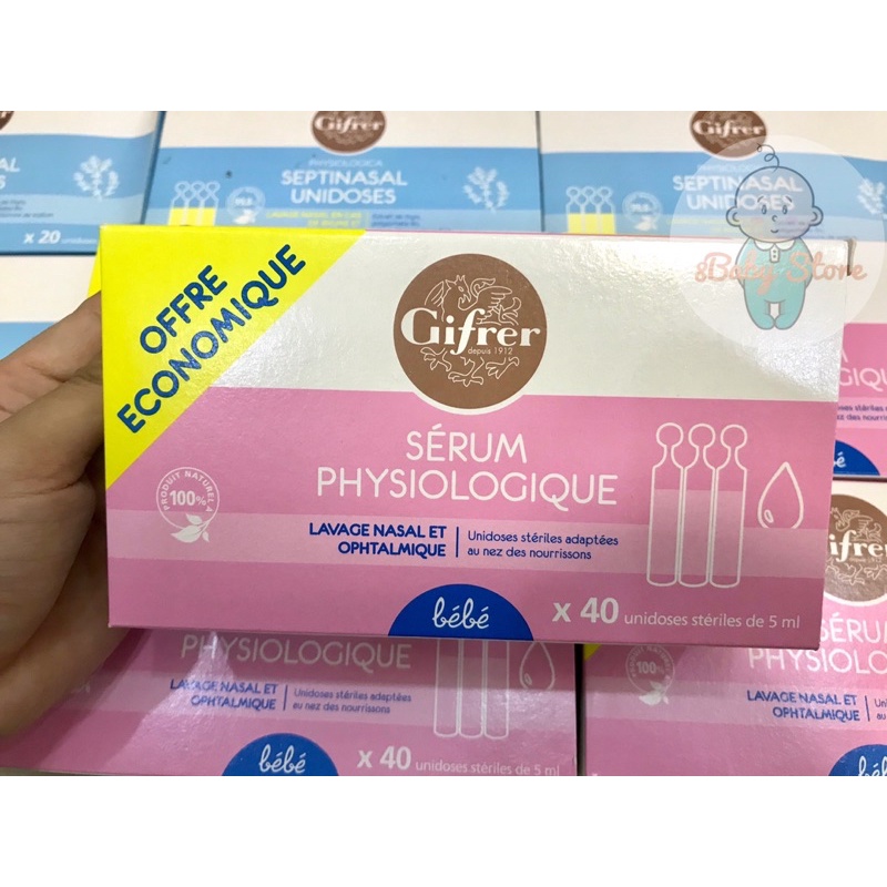 Nước muối sinh lý Gifrer màu hồng 40 ống (Pháp) [date xa]
