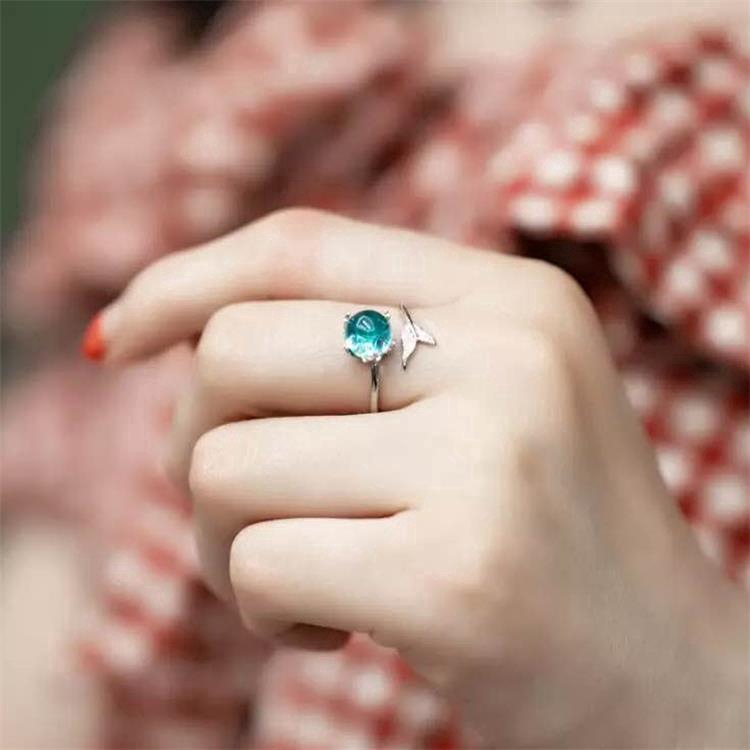 Nhẫn Hợp Kim Hình Nàng Tiên Cá Đính Đá Xinh Xắn