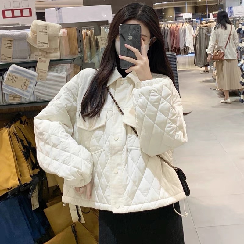 Áo khoác phao trần trám dáng ngắn thiết kế phong cách Hàn Quốc Hana Store