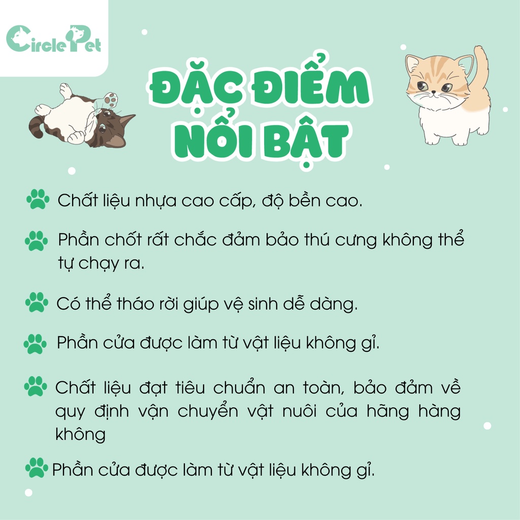 Lồng Vận Chuyển Chó Mèo JCB Nhựa Cao Cấp Chốt Chắc Chắn Dễ Dàng Tháo Lắp Size Lớn - Circle Pet