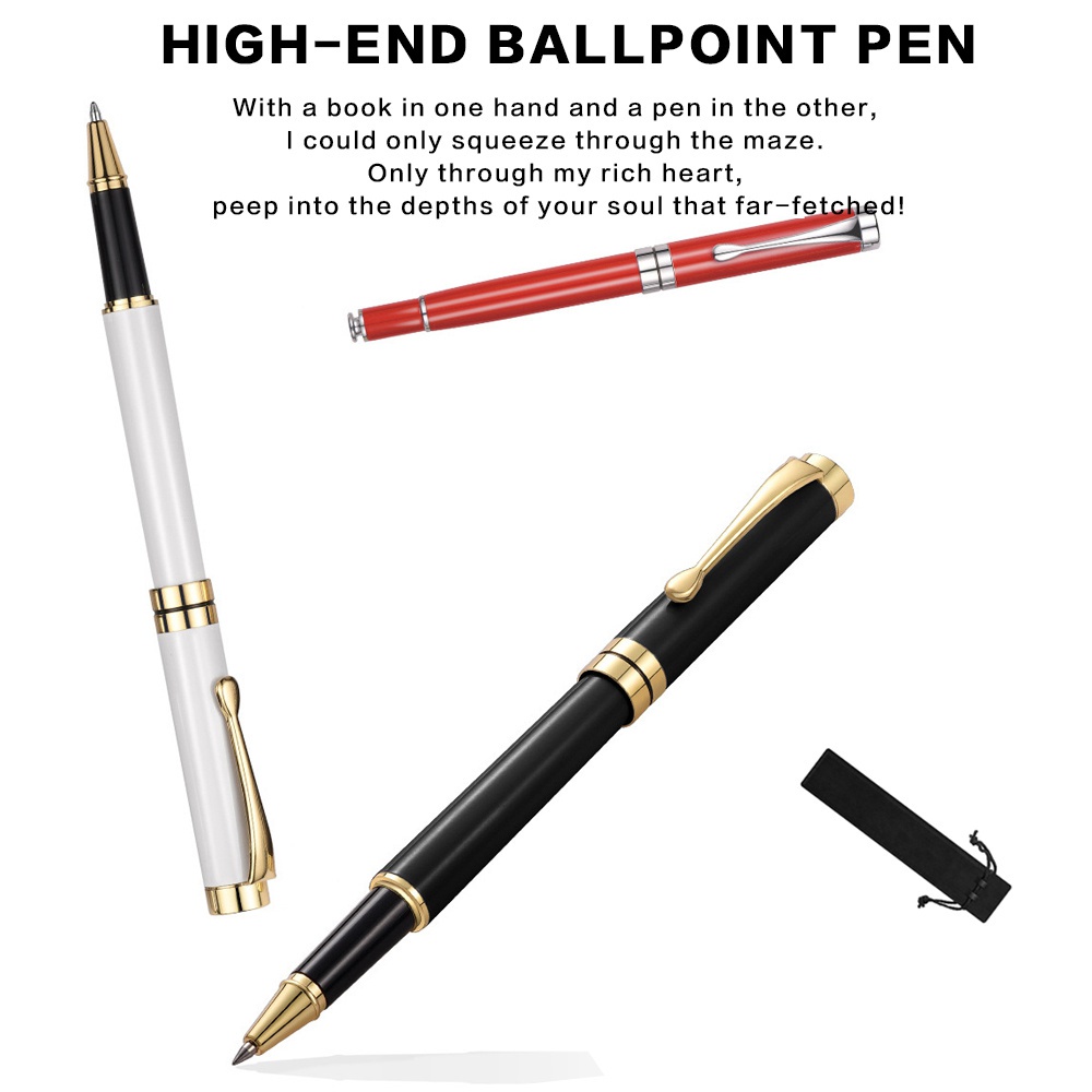 1 Gói Bút Bi Bằng Thép Không Gỉ Với Viền Chrome Màu Vàng Sang Trọng Làm Quà Tặng Cho Nam Và Nữ