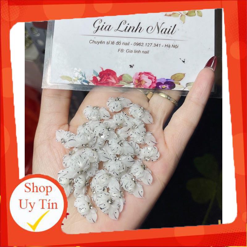 Hoa bột nail gắn móng tay| Hoa cúc vẽ ( set 2 bông/10 bông )