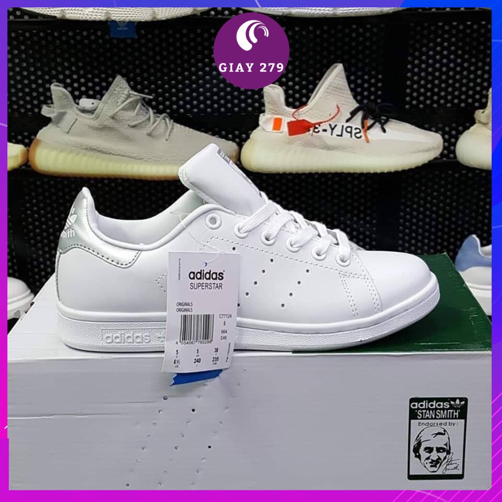 ⚡SIÊU RẺ ⚡Giày STAN SMITH  Trắng gót BẠC giày thể thao nam nữ giày sneaker mã SF279-88