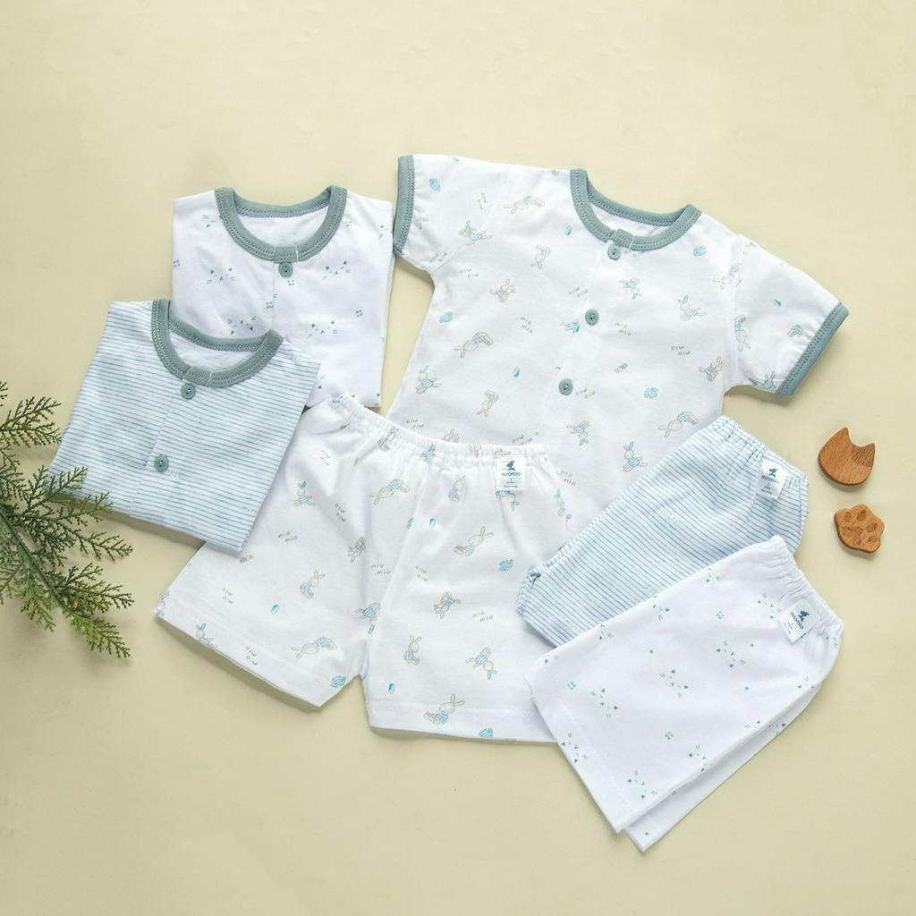 Combo 3 Bộ Quần Áo Cộc Sơ Sinh Thỏ Sọc Mèo MIOMIO Cho Bé Trai, Bé Gái (Từ 0 - 24 Tháng), Vải Cotton