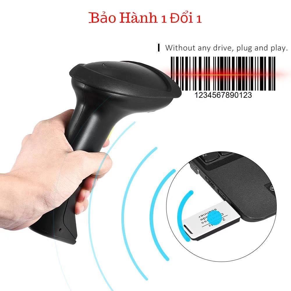Máy bắn mã vạch, máy quét mã vạch không dây cầm tay tiện lợi 2.4G với công nghệ quét Laser giúp đọc sản cực nhanh
