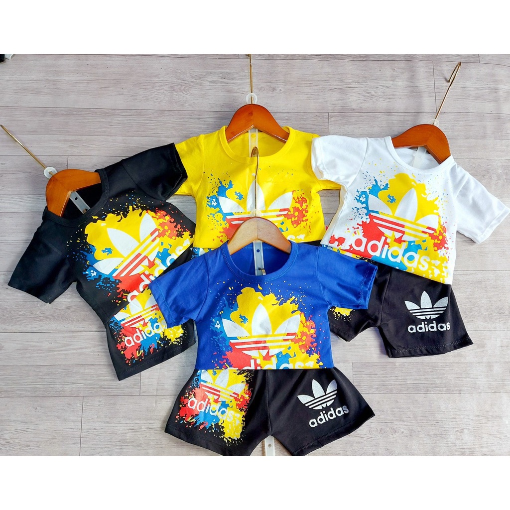 Đồ bộ bé trai ADIDAS thể thao chất thun cotton 2 chiều cho bé từ 7-18kg (0-3 tuổi)