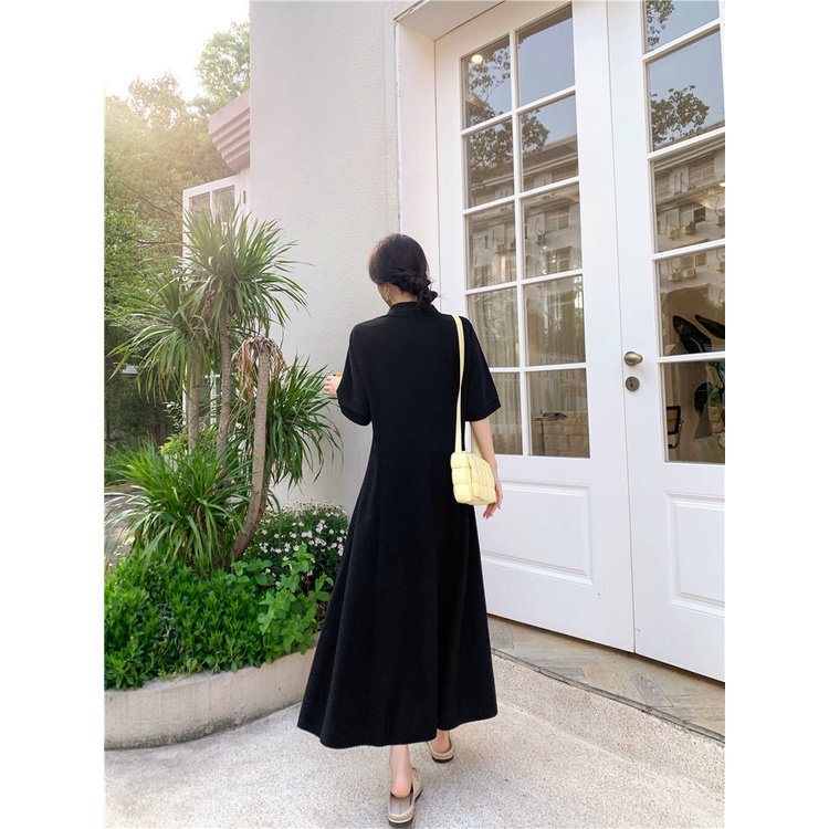 Đầm Thun Dáng Dài Qua Gối Cổ polo Plus Size Thời Trang Mùa Hè Cho Nữ