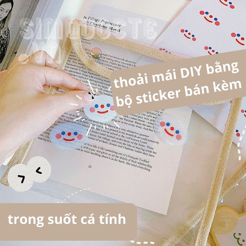 Túi đựng bút mỹ phẩm trong suốt hình vuông có hai nút bấm TN04