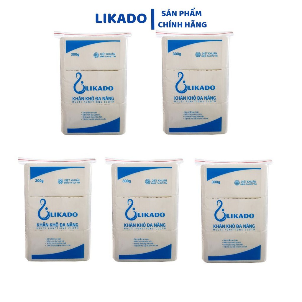 [LIKADO] Khăn giấy khô Likado 300g kích thước 15x20, 270 tờ (combo 5 gói)