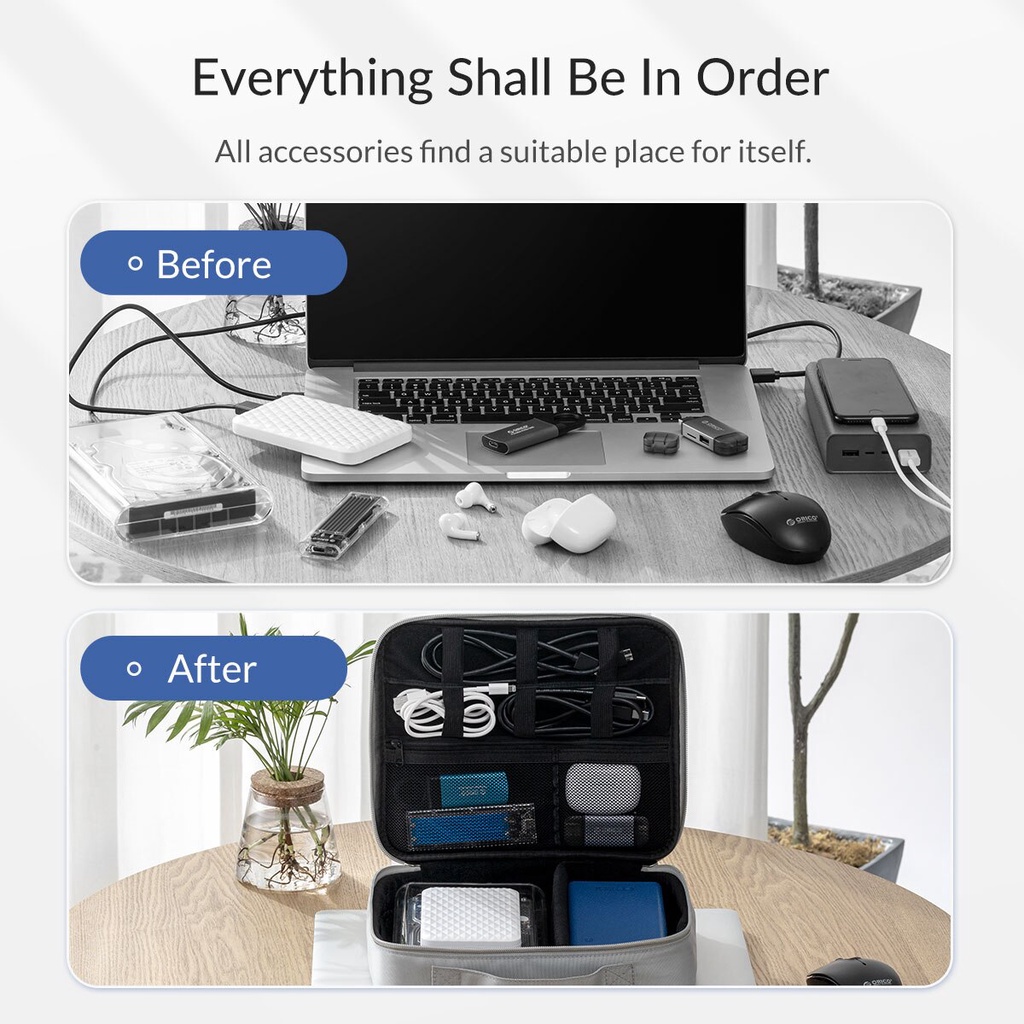Túi đựng ORICO 3.5 inch mang theo hộp HDD/ phụ kiện điện tử/ đầu chuyển đổi nguồn khi đi du lịch