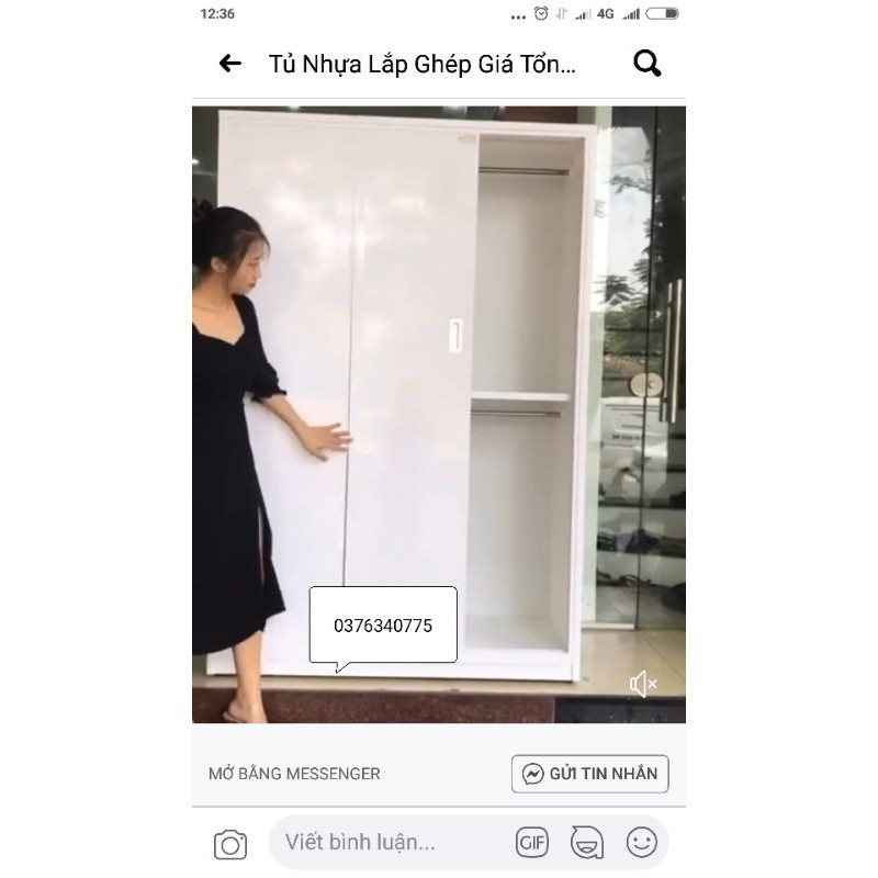Tủ lùa đẩy nhựa đài Loan 3 cánh L3c, 185*126*50