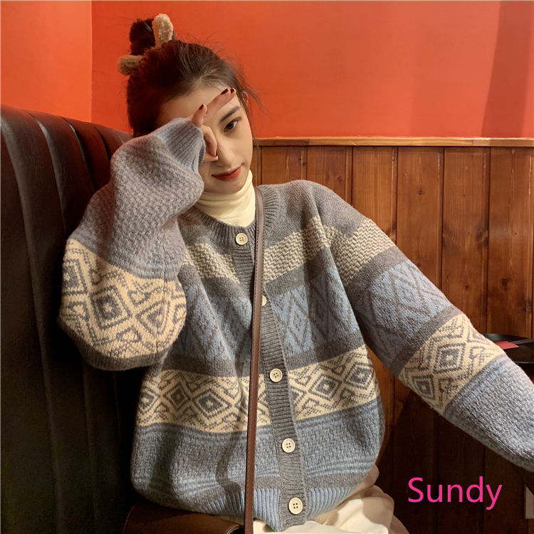 Áo khoác cardigan dệt kim tay dài thời trang thu đông cho phái nữ