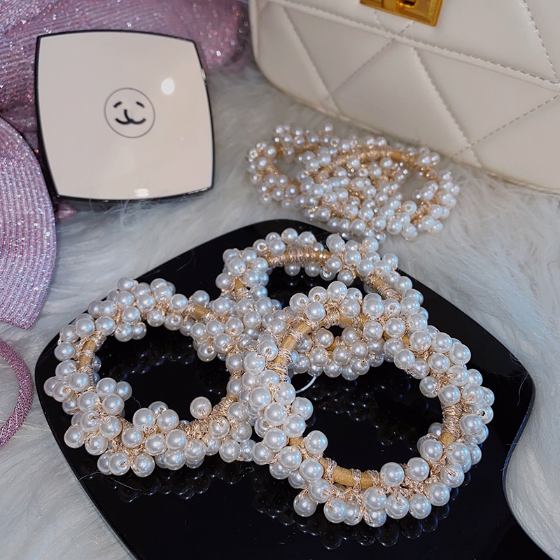 Dây buộc tóc cỡ lớn đính ngọc trai nhân tạo xinh xắn