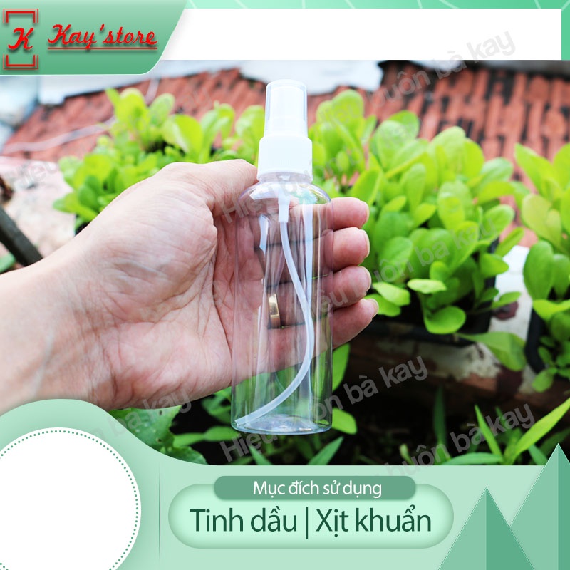 Bình, Chai chiết mỹ phẩm nhựa xịt phun sương 100ml mini cầm tay đựng tinh dầu, cồn