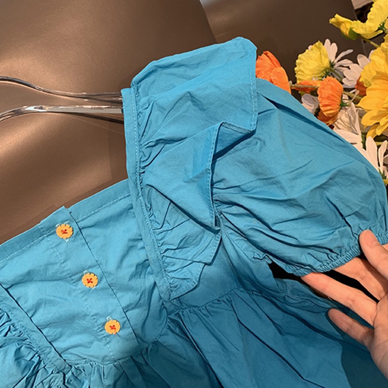 Đầm Công Chúa Mùa Hè Tay Phồng Ngắn Phong Cách Hàn Quốc Cho Bé Gái 1-7 Tuổi