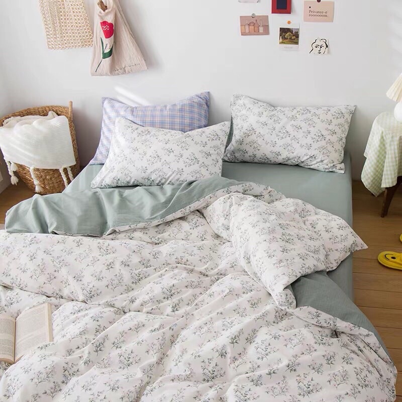 SET CHĂN GA GỐI COTTON LIVING. mẫu hoa nhí vintage
