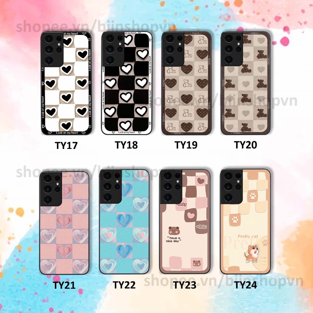 Ốp Samsung S21 Ultra caro trái tim nhiều màu sắc, đầy cá tính, khẳng định phong cách