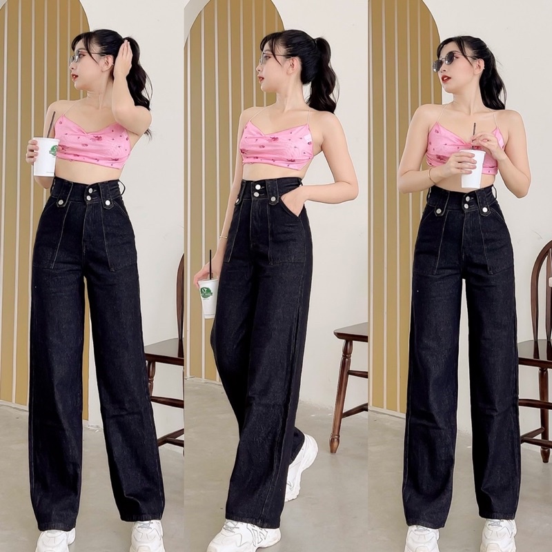 Quần culottes jean túi to 4 nút