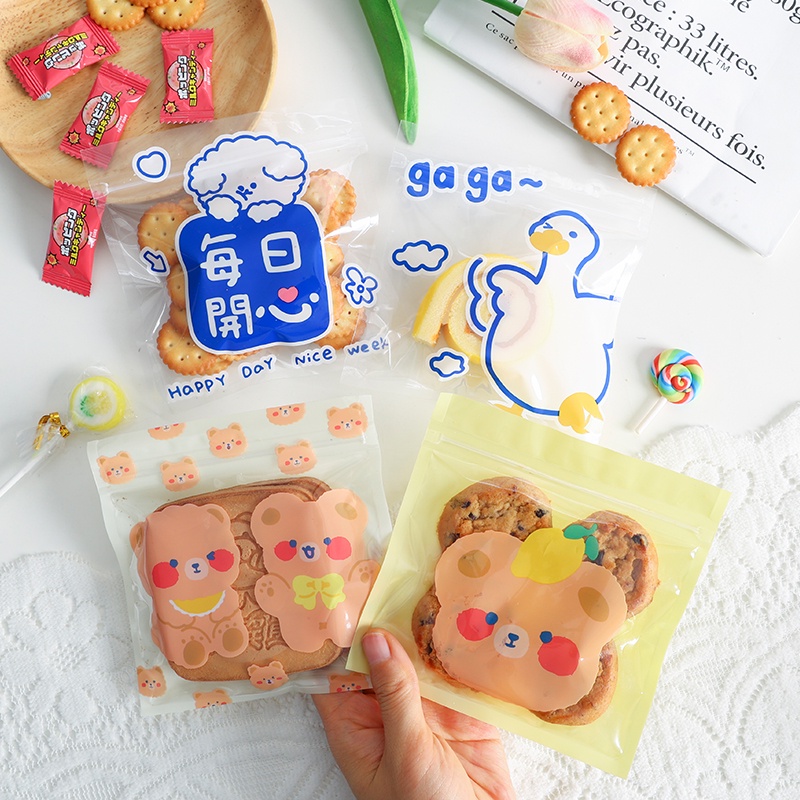 Bộ 10 Túi Đựng Bánh Kẹo/Đồ Ăn Vặt Chống Thấm Nước Hình Động Vật Hoạt Hình