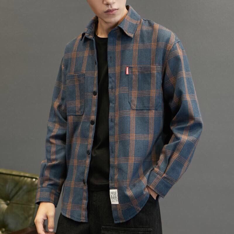 Áo khoác sơ mi dài tay dáng rộng thiết kế mới thời trang xuân thu phong cách Hàn Quốc cho nam