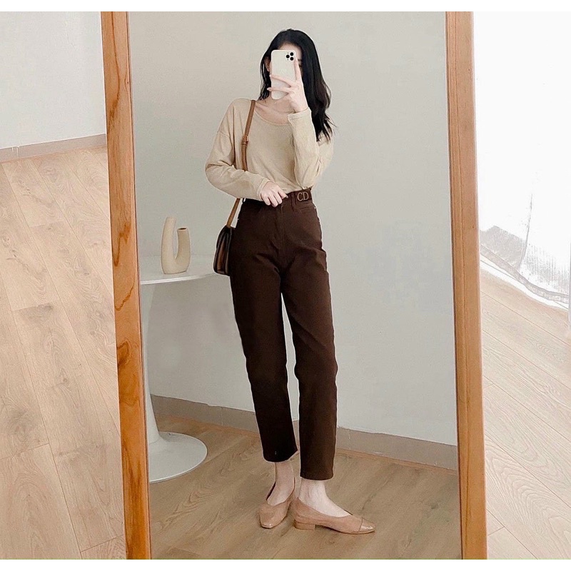Quần baggy nữ kaki size đại kiểu lưng khuy CD hàng VNXK bigsize MS119 thời trang jean 2KJEAN