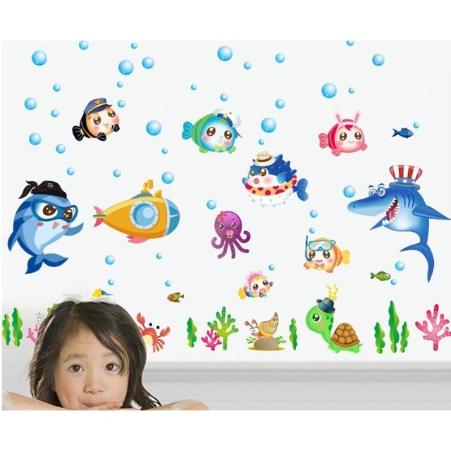 Decal dán tường cá mập