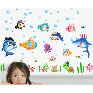 Decal dán tường cá mập
