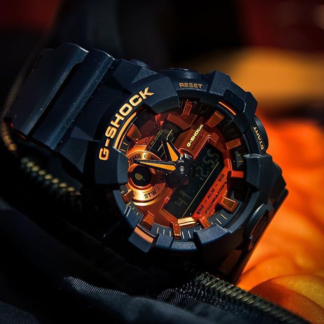 Đồng hồ nam Casio G Shock GA-700BR-1ADR Dây Nhựa Hai Màu Đen Cam - Chống Sốc