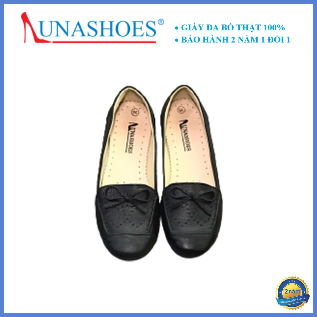 Giày bệt nữ mũi tròn da bò Lunashoes 1071 bảo hành 2 năm bong nổ đổi mới trên toàn quốc giầy trung niên cho mẹ