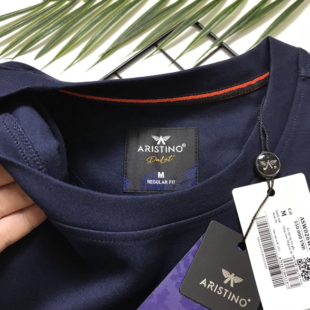 Áo nỉ thể thao ,áo thu đông nam Aristino bo tay bo gấu ASW026W1 màu tím than