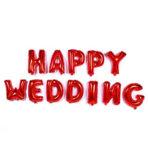 Bóng nhũ Bóng chữ Happy Wedding trang trí đám cưới