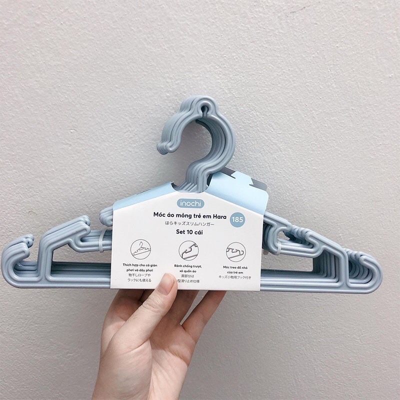 Móc áo mỏng trẻ em Hara Inochi 185 Set 10 móc quần áo trẻ em hara inochi 185
